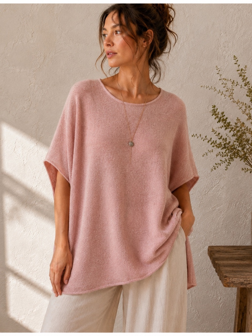 Part Two Wool Cashmere Oversized A-Line Sweater Dusty Pink